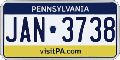 PA license plate JAN3738