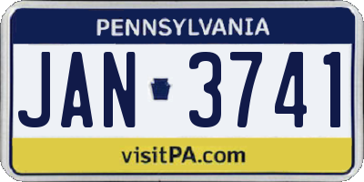 PA license plate JAN3741