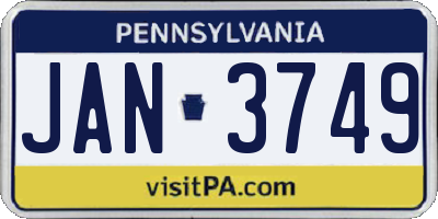 PA license plate JAN3749