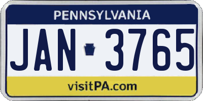 PA license plate JAN3765