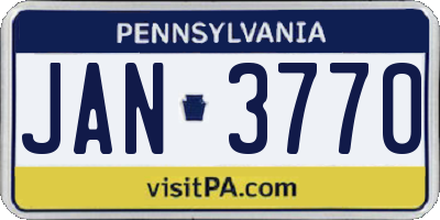 PA license plate JAN3770