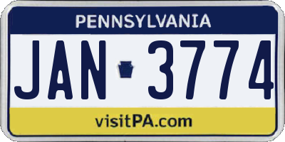 PA license plate JAN3774