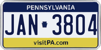 PA license plate JAN3804