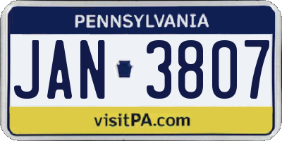 PA license plate JAN3807