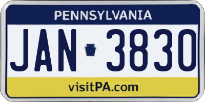 PA license plate JAN3830