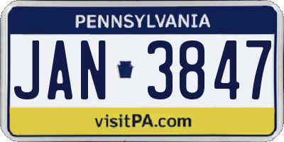 PA license plate JAN3847