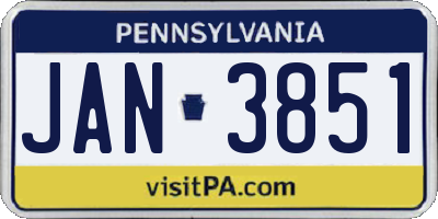 PA license plate JAN3851