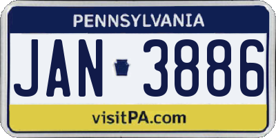 PA license plate JAN3886