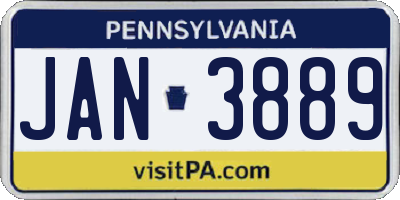 PA license plate JAN3889
