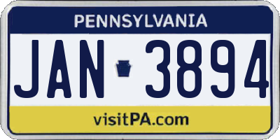 PA license plate JAN3894