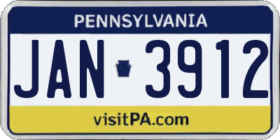 PA license plate JAN3912