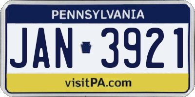 PA license plate JAN3921