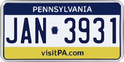 PA license plate JAN3931