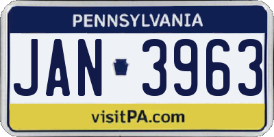 PA license plate JAN3963