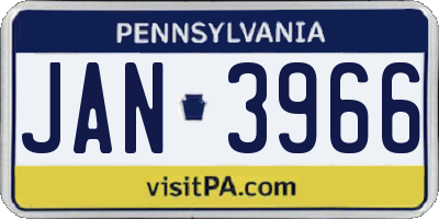 PA license plate JAN3966