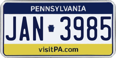 PA license plate JAN3985