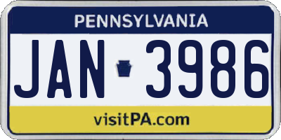 PA license plate JAN3986