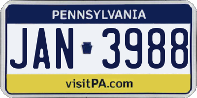 PA license plate JAN3988