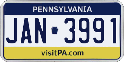 PA license plate JAN3991