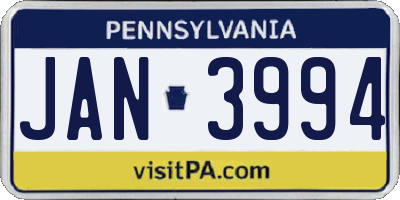 PA license plate JAN3994