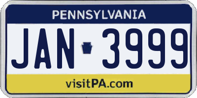 PA license plate JAN3999