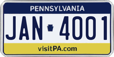 PA license plate JAN4001