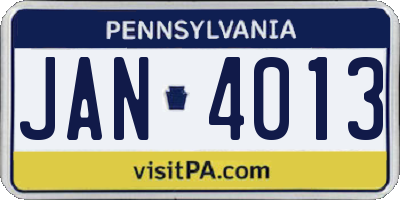 PA license plate JAN4013