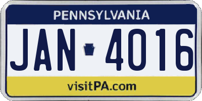 PA license plate JAN4016