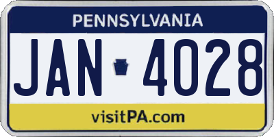 PA license plate JAN4028