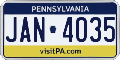 PA license plate JAN4035