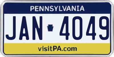 PA license plate JAN4049