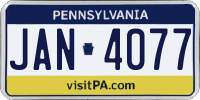 PA license plate JAN4077