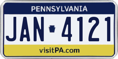 PA license plate JAN4121