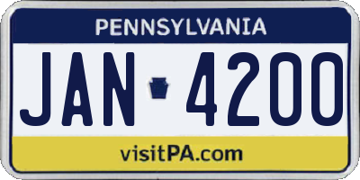 PA license plate JAN4200