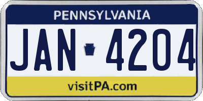 PA license plate JAN4204