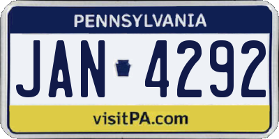 PA license plate JAN4292