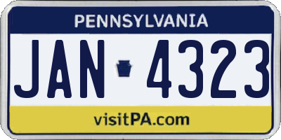 PA license plate JAN4323