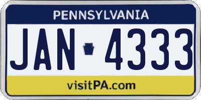 PA license plate JAN4333