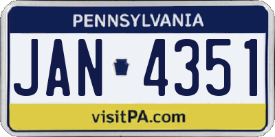 PA license plate JAN4351
