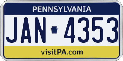 PA license plate JAN4353