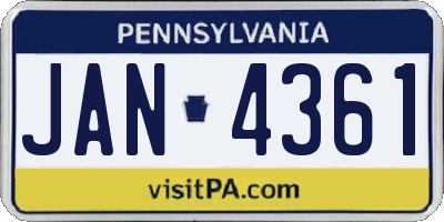 PA license plate JAN4361