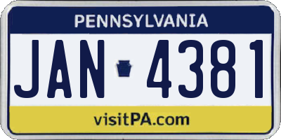 PA license plate JAN4381