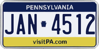 PA license plate JAN4512