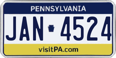 PA license plate JAN4524