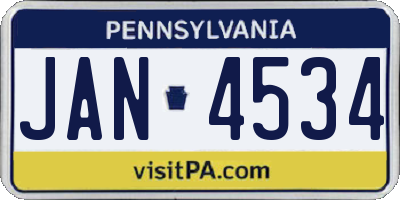 PA license plate JAN4534