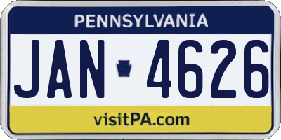 PA license plate JAN4626