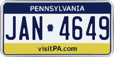 PA license plate JAN4649
