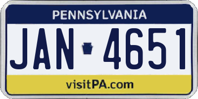 PA license plate JAN4651