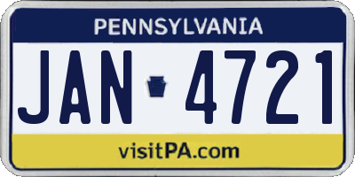 PA license plate JAN4721