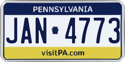 PA license plate JAN4773
